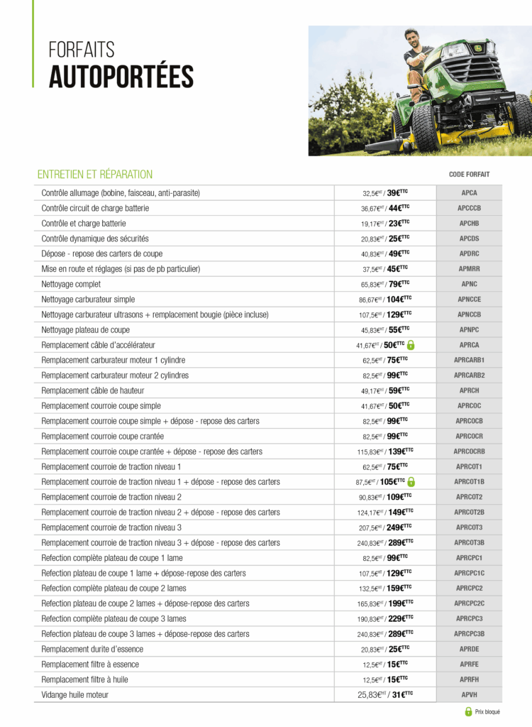 EJ forfait autoportées