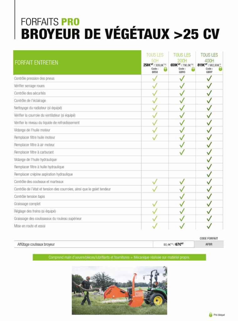 IDF forfait broyeur de végétaux >25CV