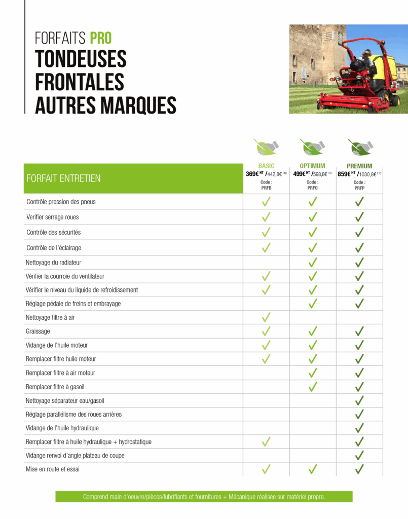 forfait tondeuses frontales autres marques