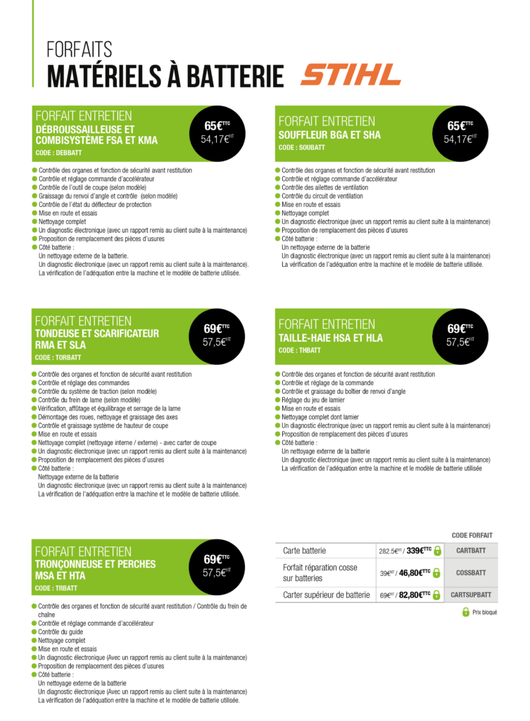 EJ forfaits matériels à batterie stihl