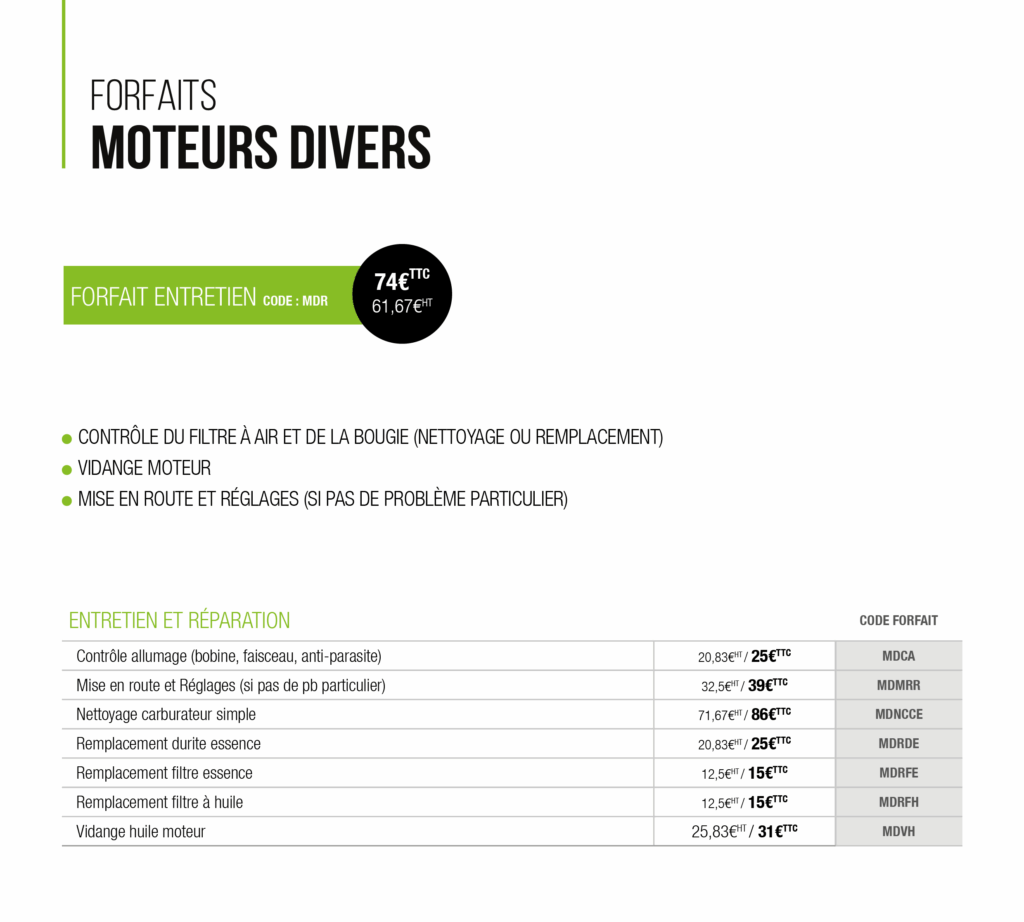 EJ forfaits moteurs divers