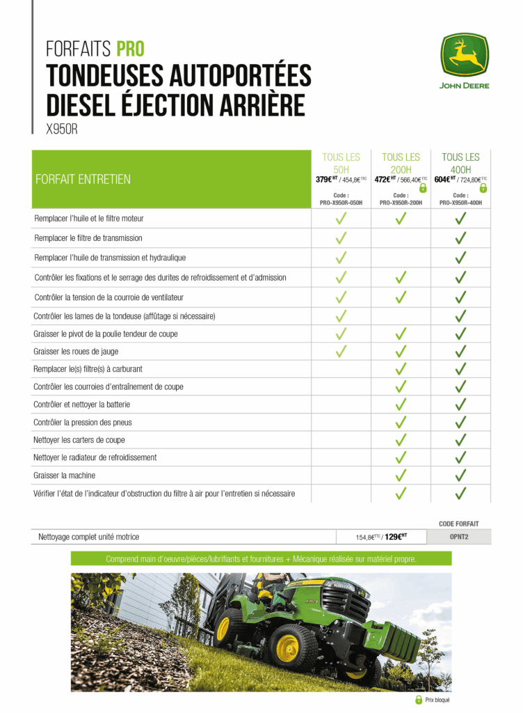 EJ forfaits pro tondeuse autoportées diesel éjection arrière