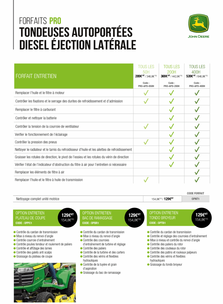 EJ forfaits PRO - AUTOPORTÉES DIESEL éjection latérale