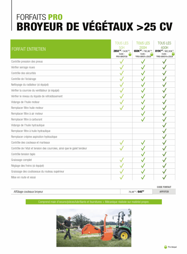 EJ forfait pro broyeurs de végétaux >25 CV