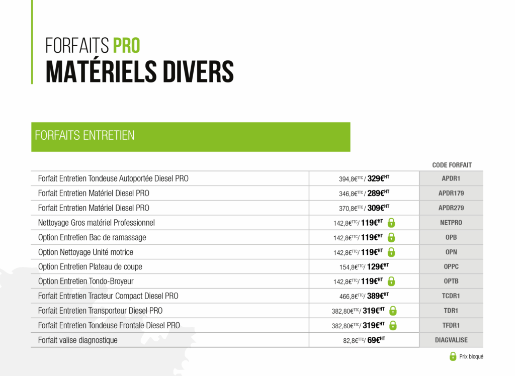 EJ Forfait pro matériels divers