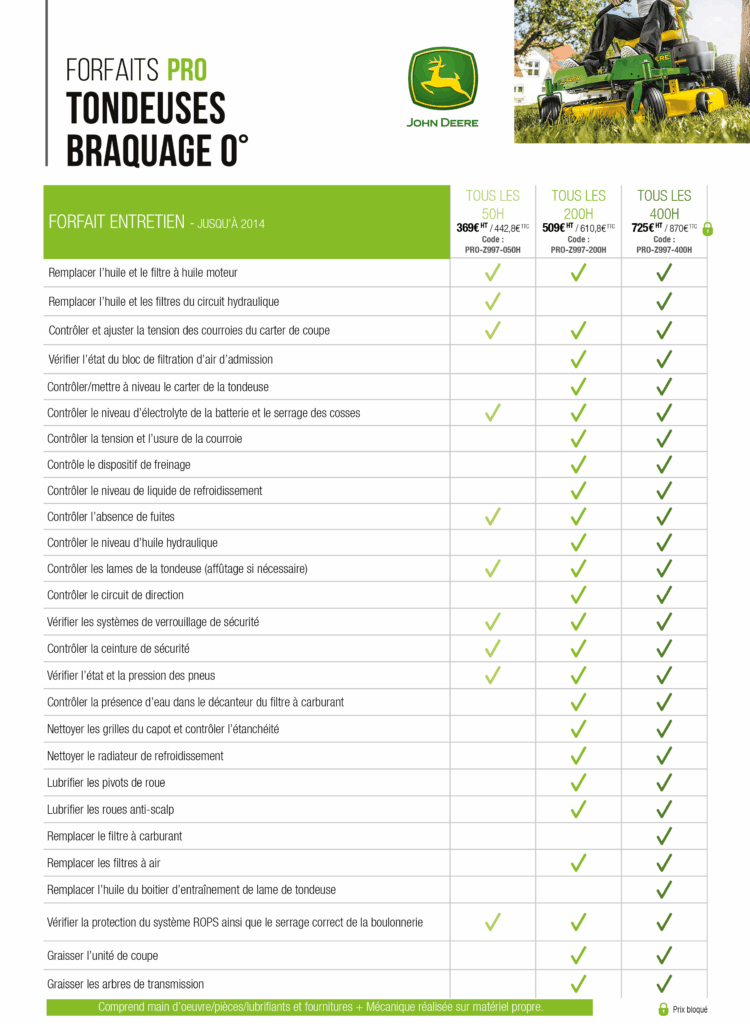EJ forfait pro tondeuses braquage zéro